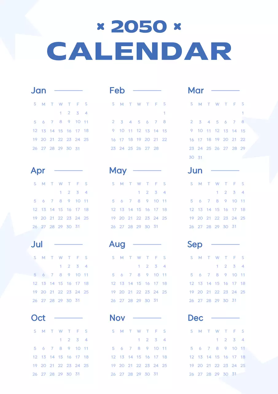 Poster Lịch đơn giản màu xanh