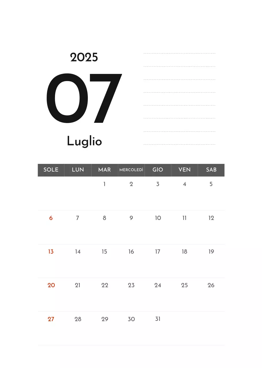Calendario aziendale semplice grigio