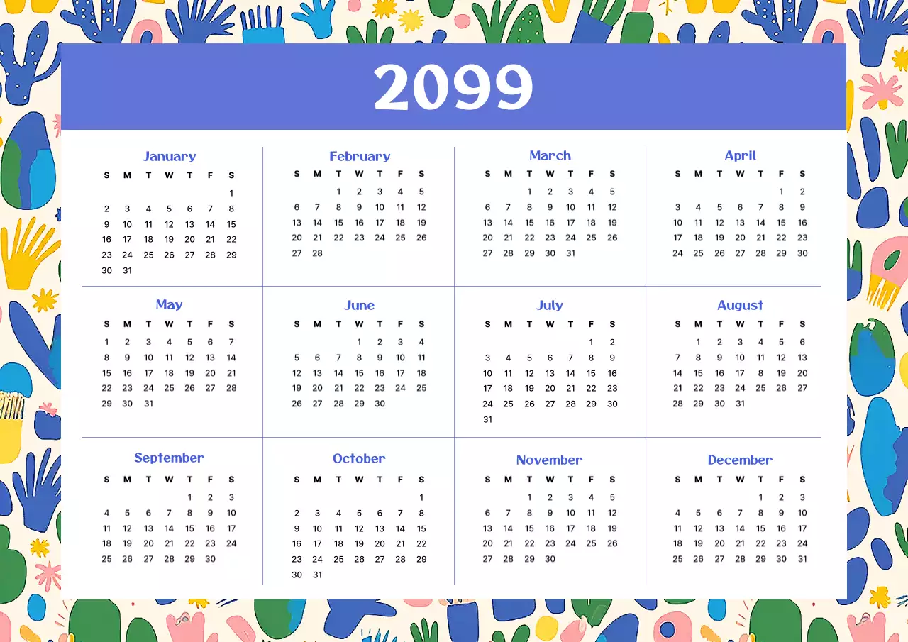 カラフル 楽しい カレンダー 予定表 ポスター