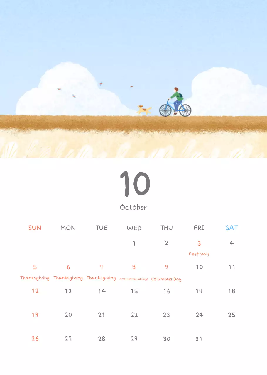 Kalender lucu dengan ilustrasi yang menggemaskan