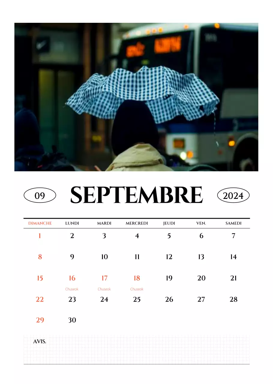 Calendrier mural de style simple avec un concept de photographie de voyage émotionnelle en noir et blanc
