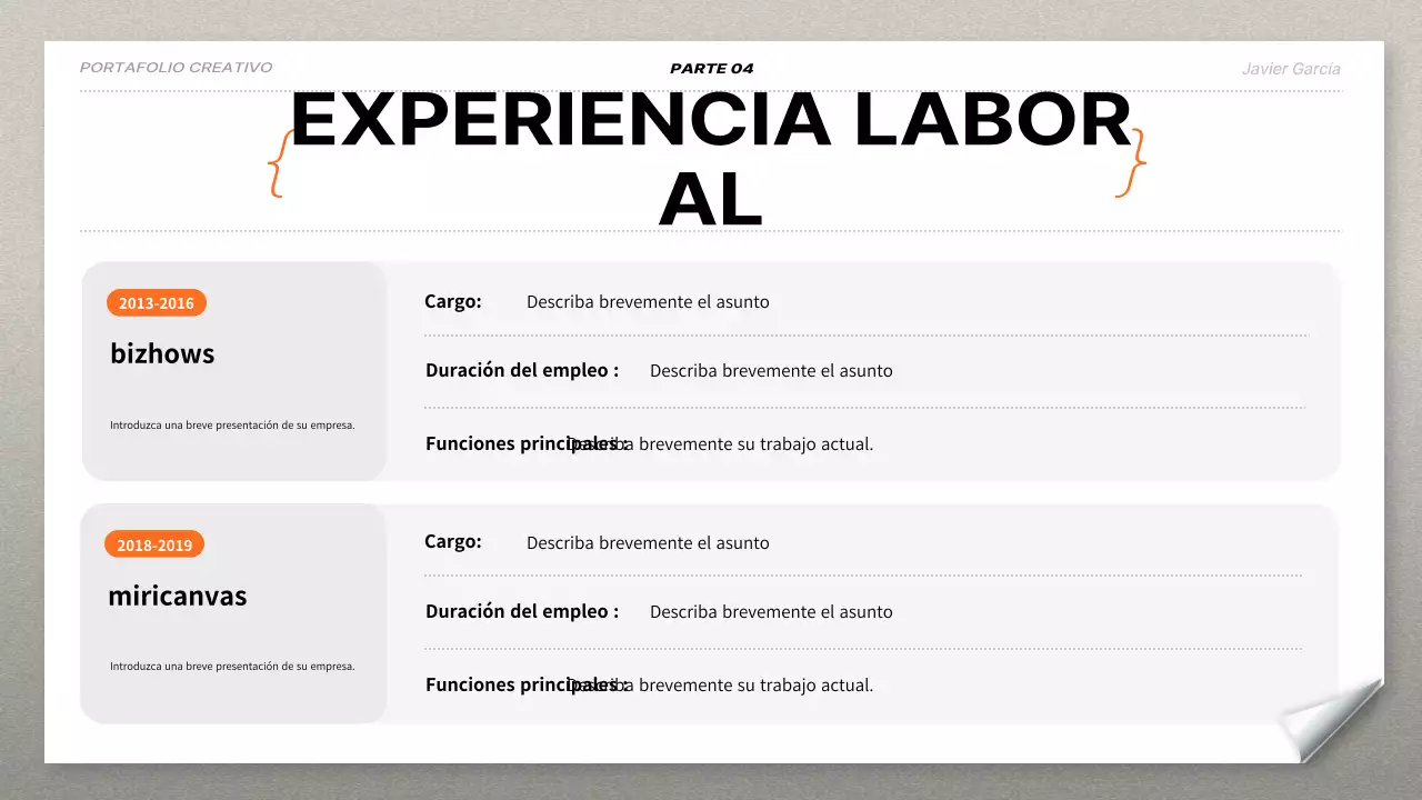 orange modern portfolio curriculum vitae