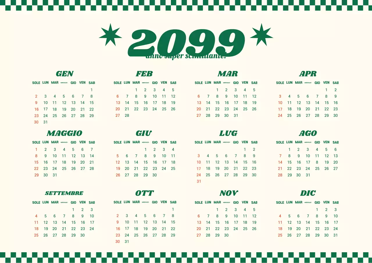 Calendario annuale retrò kitsch in avorio