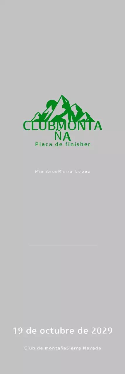 Placa Simple Montañismo Verde