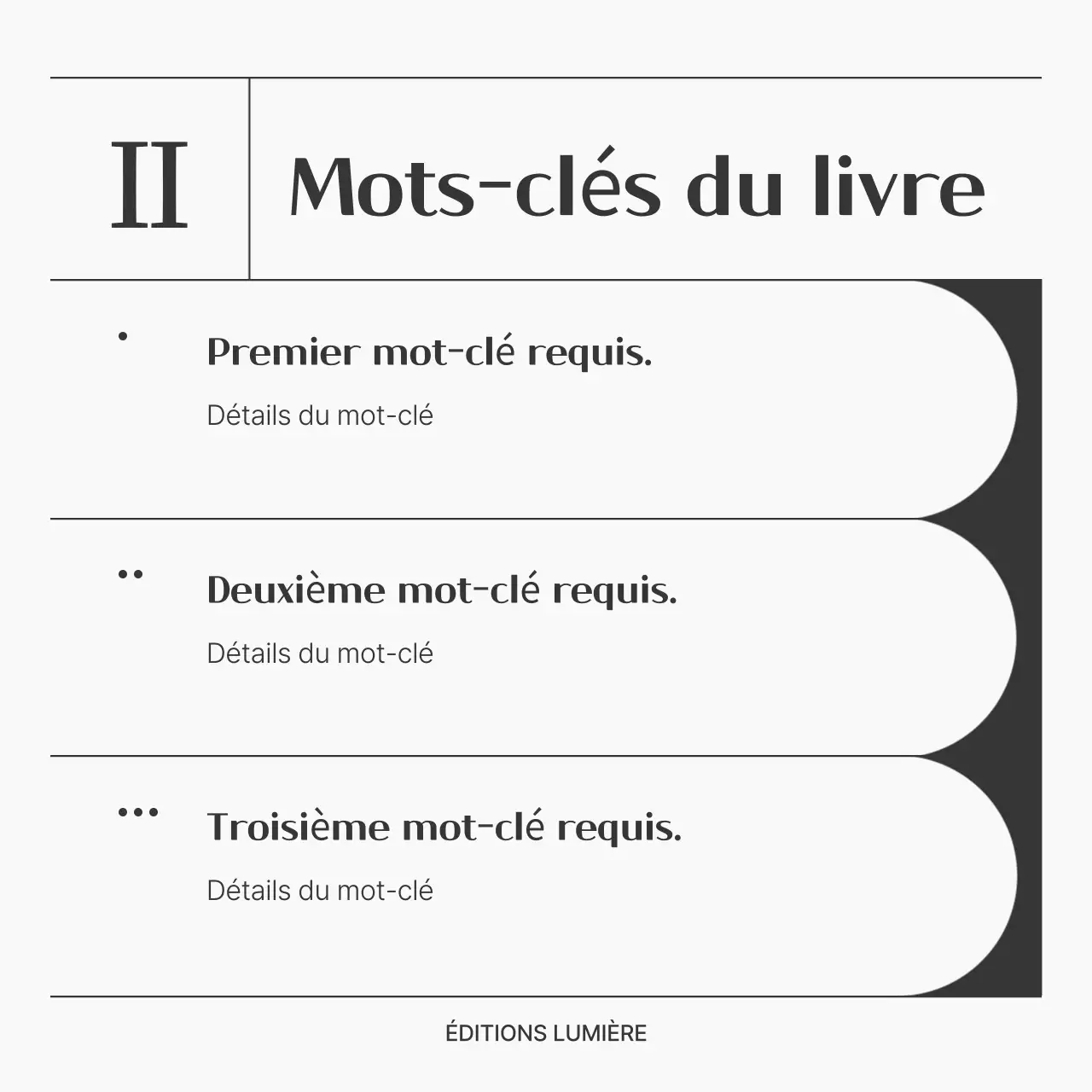 Un simple post de résumé de livre en noir et blanc