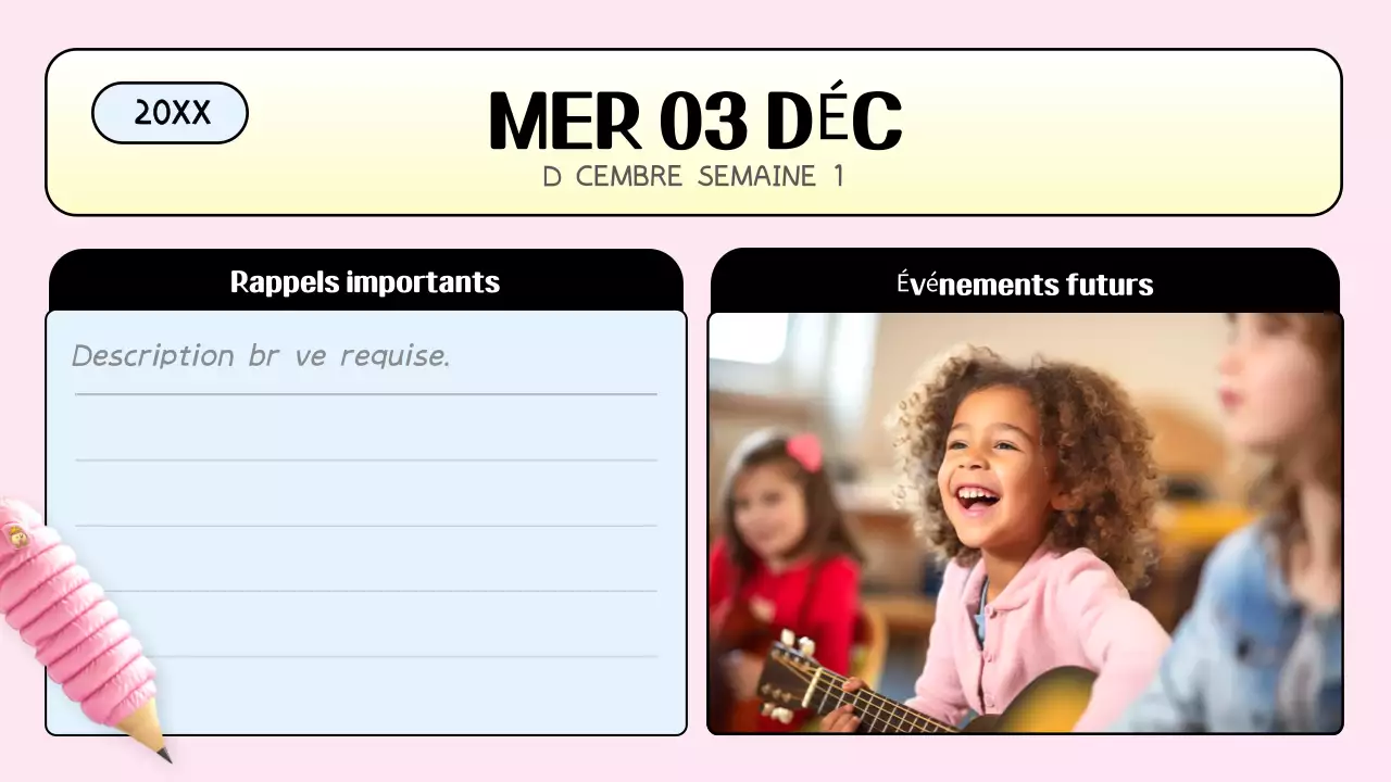 agenda de classe rose tendance