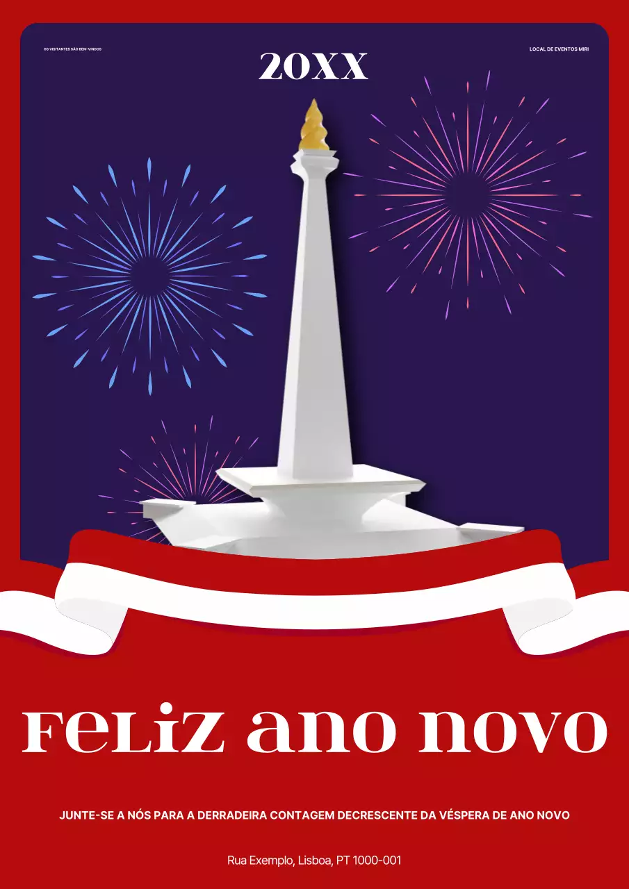 convite de ano novo moderno vermelho