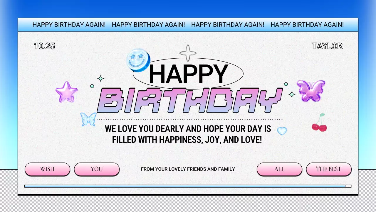 Blue Trendy Birthday Presentation