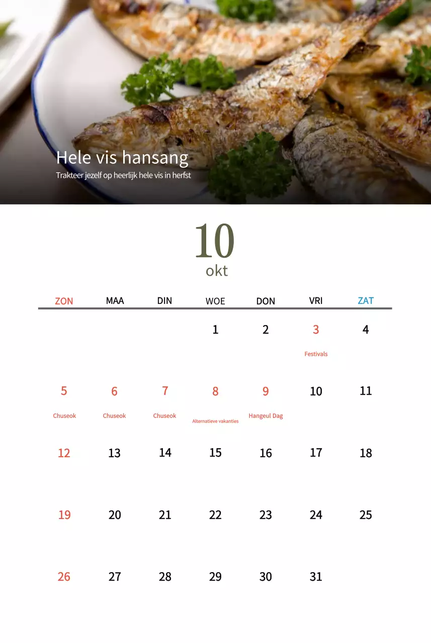 Traditioneel Koreaans restaurant concept kalender in beige