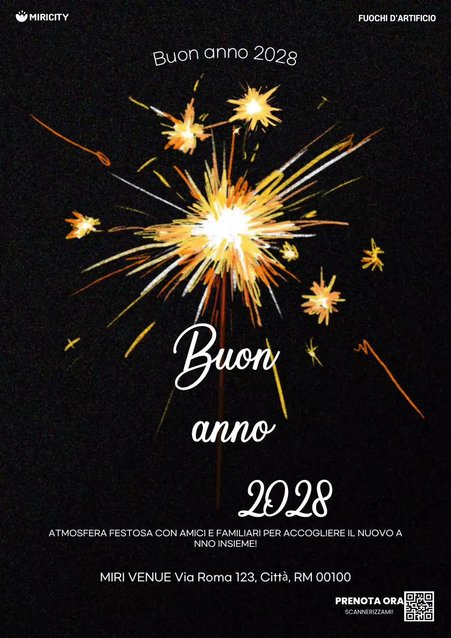 invito a Capodanno nero e festivo