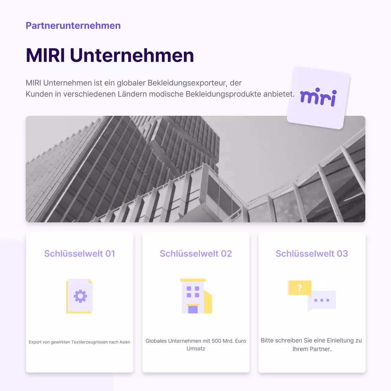 Ein einfacher gelber und violetter Partnerbrief für Unternehmen