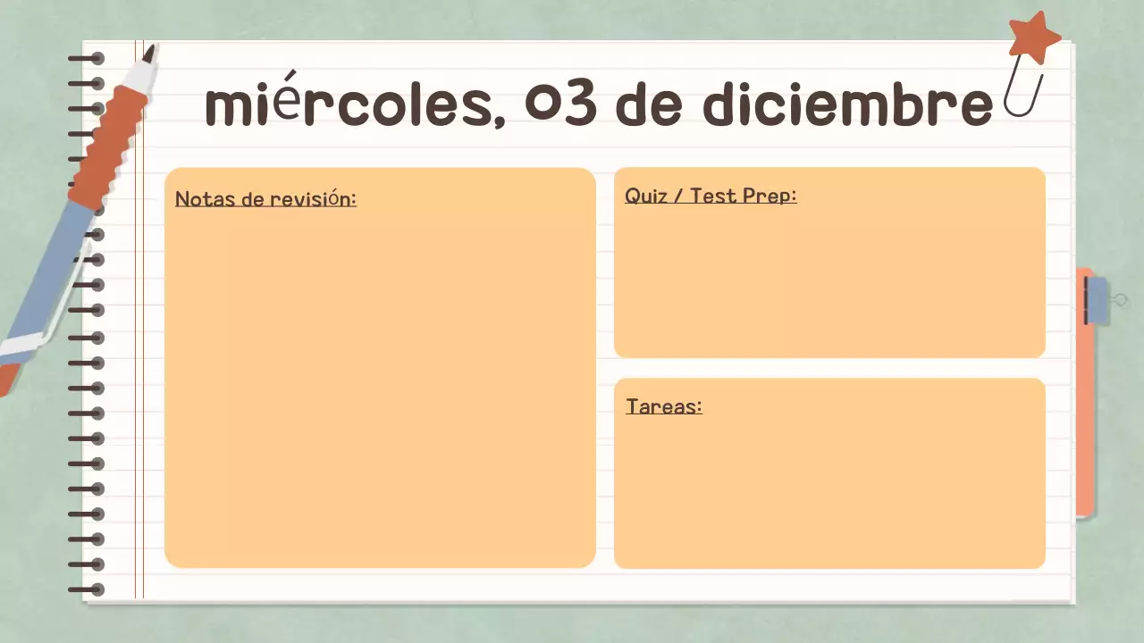 Cuaderno Pastel Sencillo Agenda de clase para el colegio