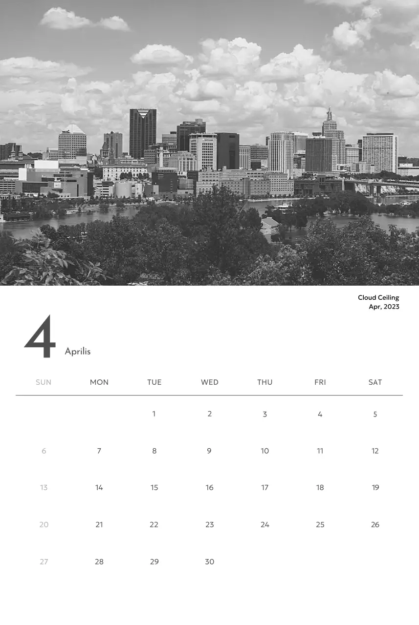 Kalender foto dengan nuansa perkotaan yang bersih