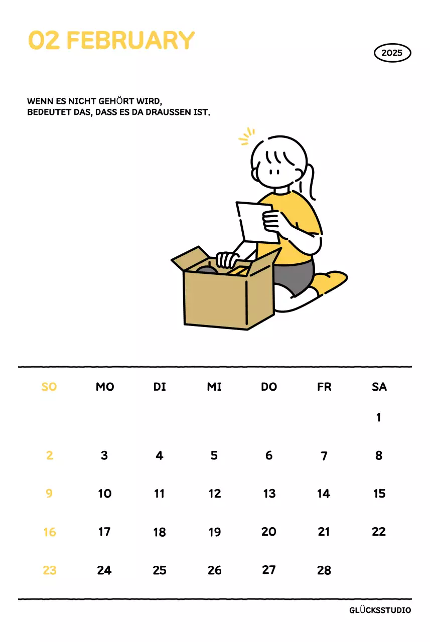 Illustrierter Kalender mit schönem Linienstil