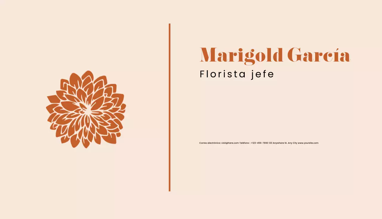 tarjeta de visita beige floral elegante