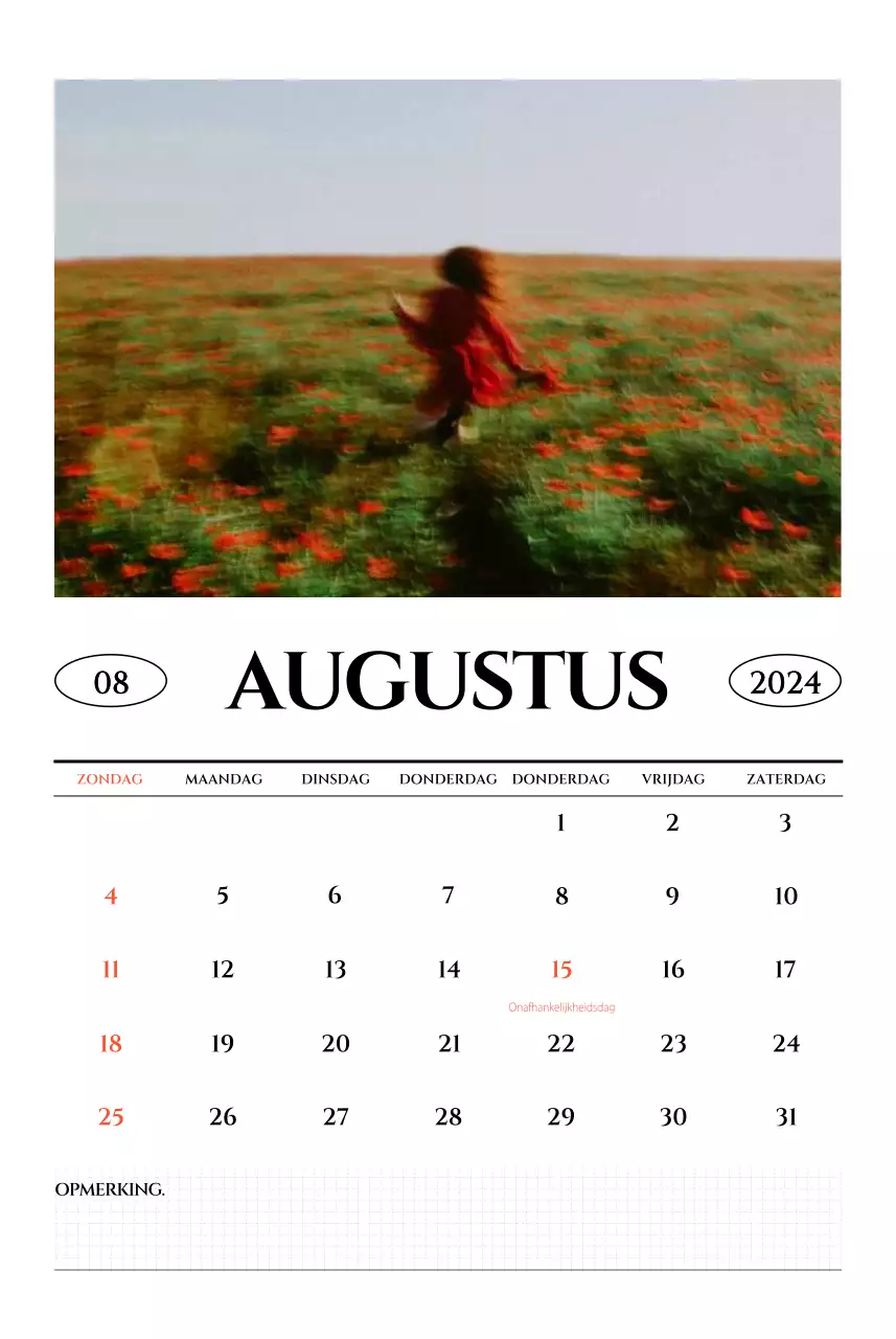 Eenvoudige stijl muurkalender met zwart-wit emotionele reisfotografie concept