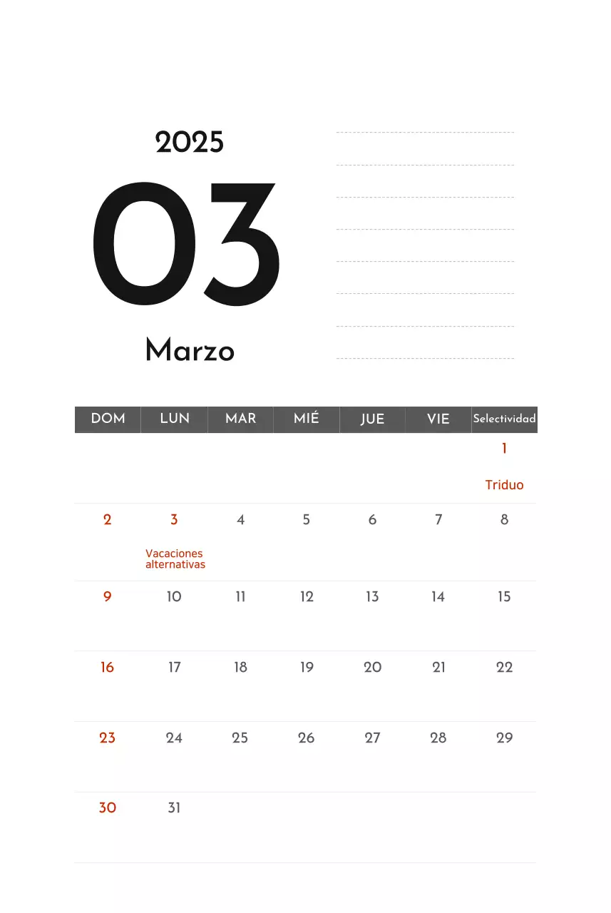 Calendario de empresa Grey Simple