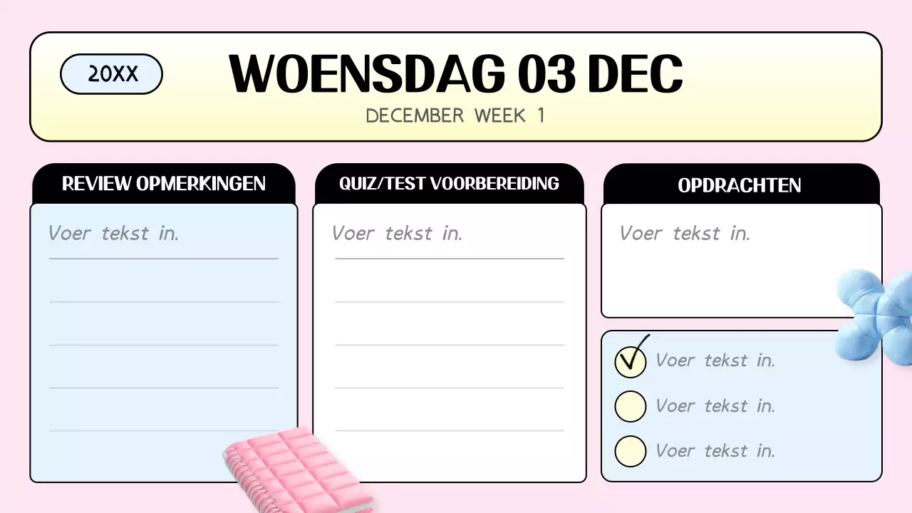 roze trendy klassenagenda planner