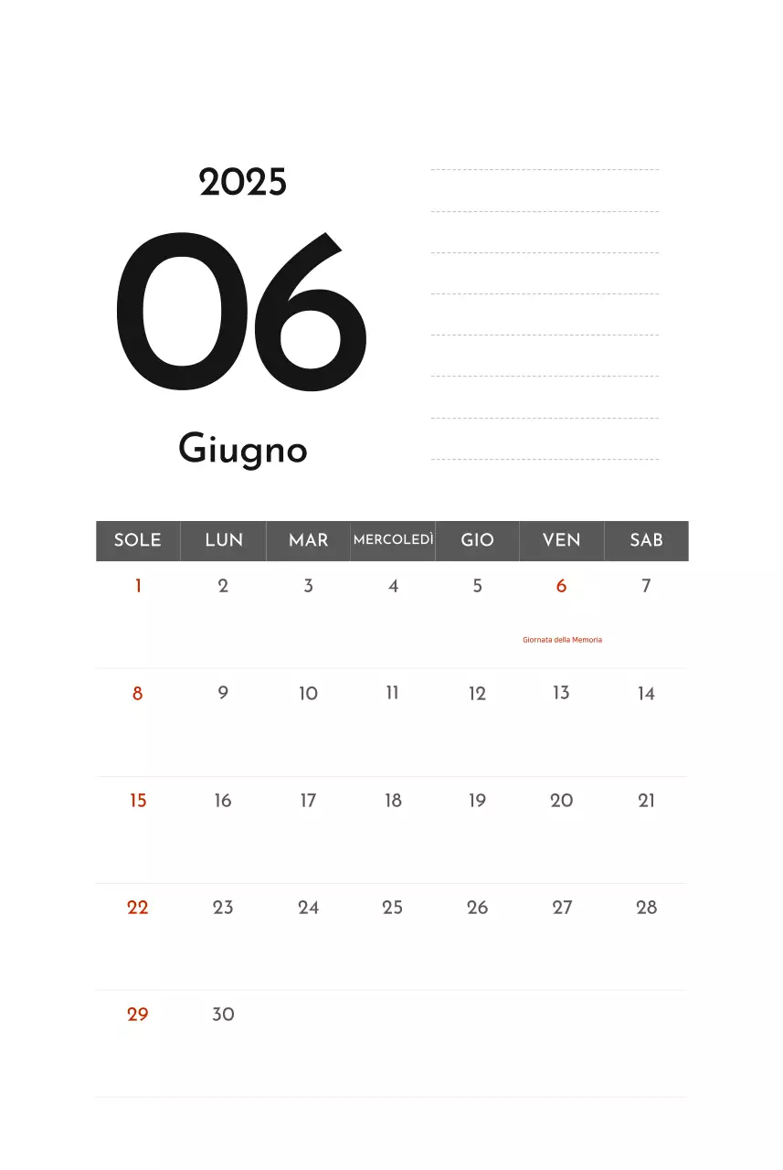 Calendario aziendale semplice grigio