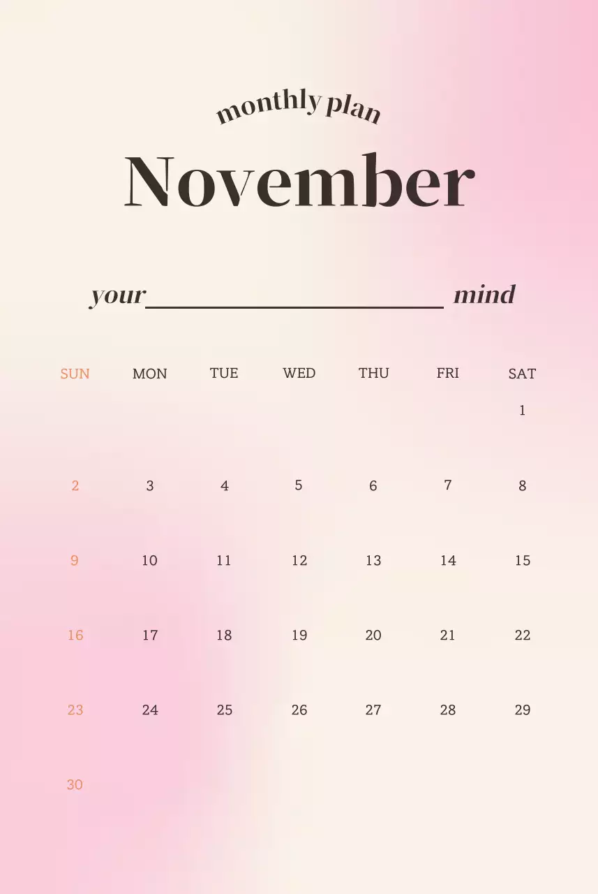 Kata-kata kalender minimalis gradien