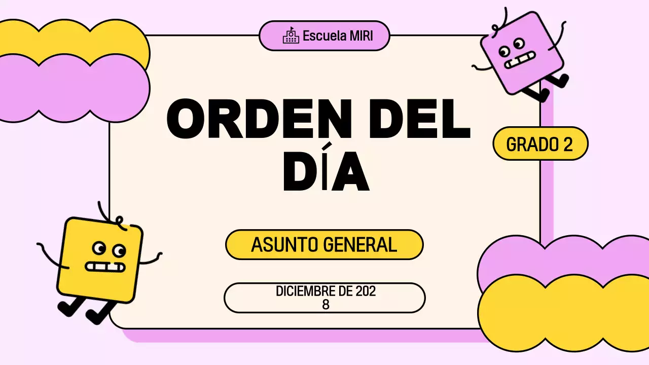 Pink Yellow Playful Class Agenda Presentación