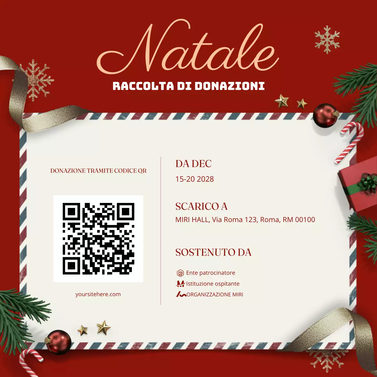 annuncio di beneficenza tradizionale rosso