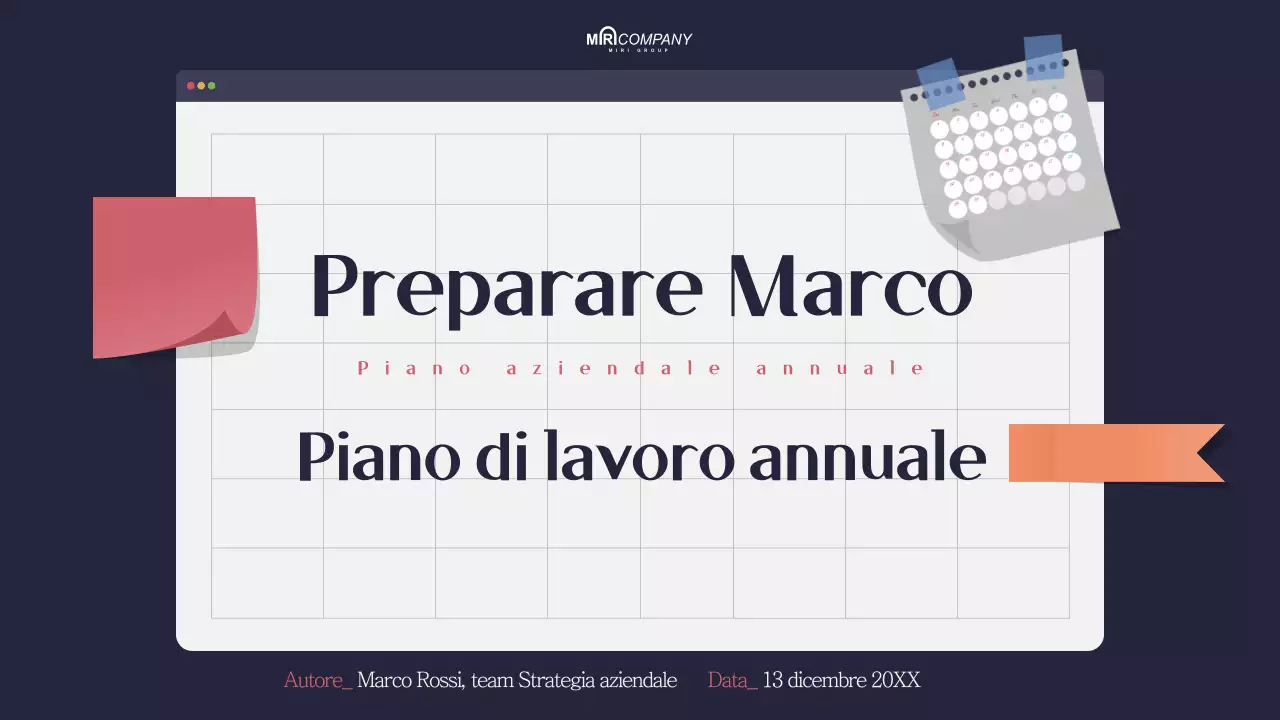 Pianificazione di un moderno business plan blu navy