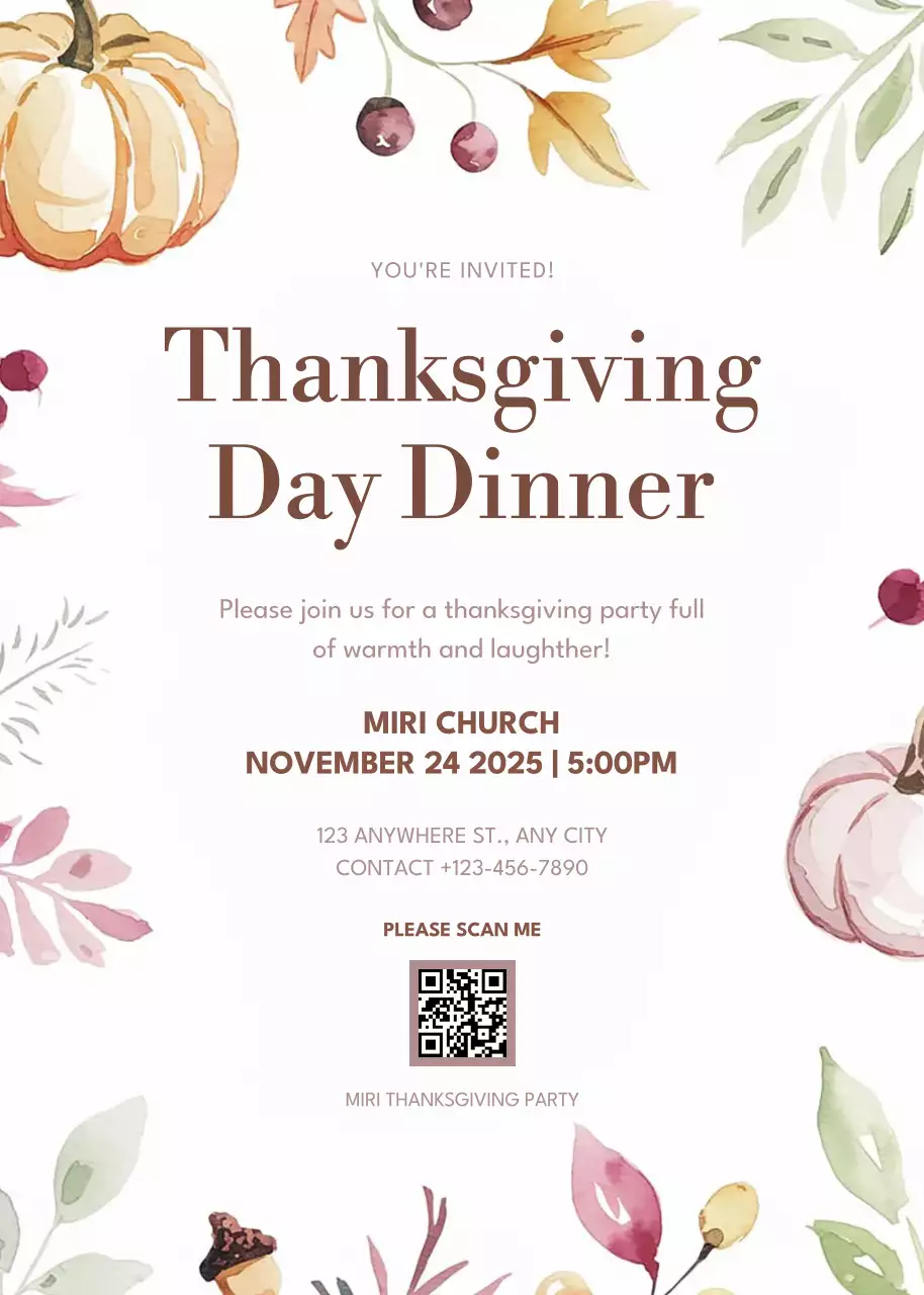 beige elegant thanksgiving invitation