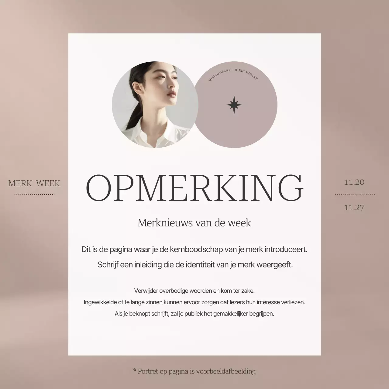 Eenvoudige merkmarketingadvertentie in beige