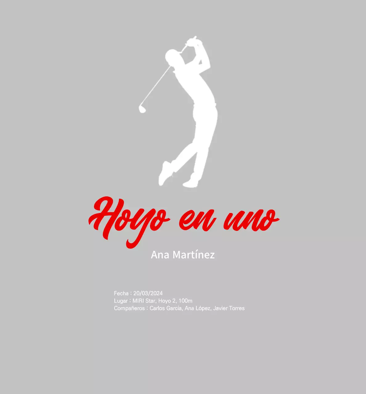 Conmemorativo de Golf Simple Gris