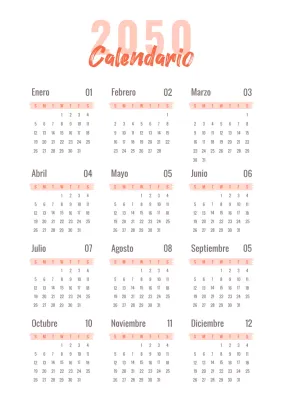 Calendario sencillo escrito a mano en rojo y negro