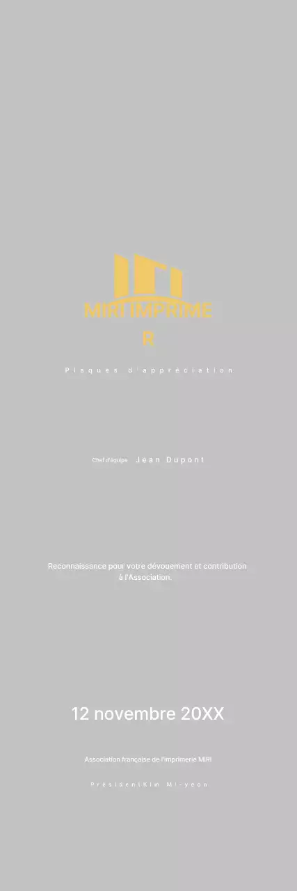 Plaque d'appréciation or Neat