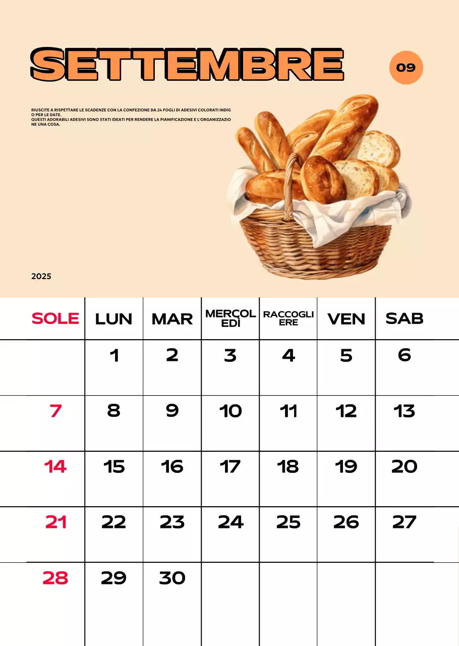 Calendari colorati con una varietà di illustrazioni retrò