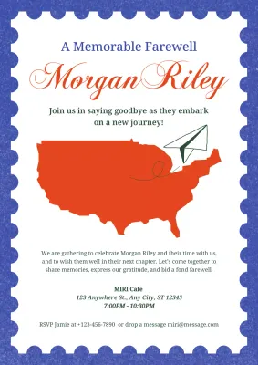 Blue Traditional Farewell Invitation Poster