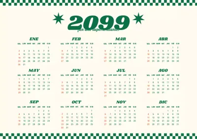 Calendario anual retro kitsch Ivory