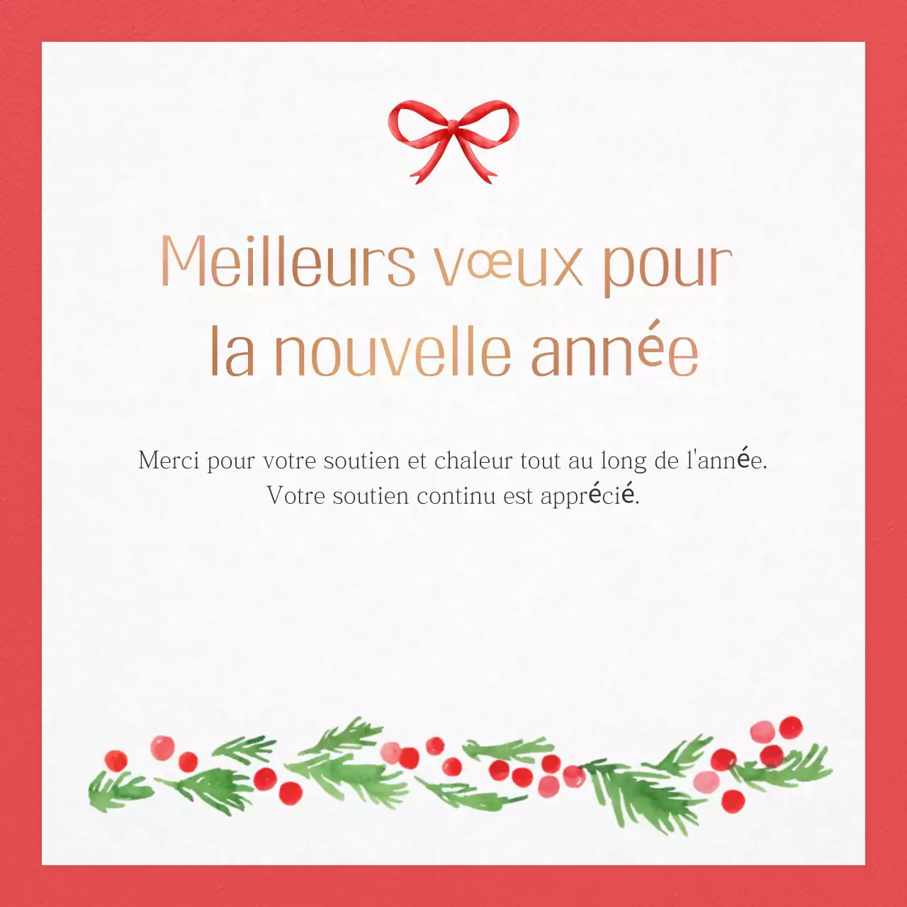 Carte de vœux rouge pour les fêtes de fin d'année