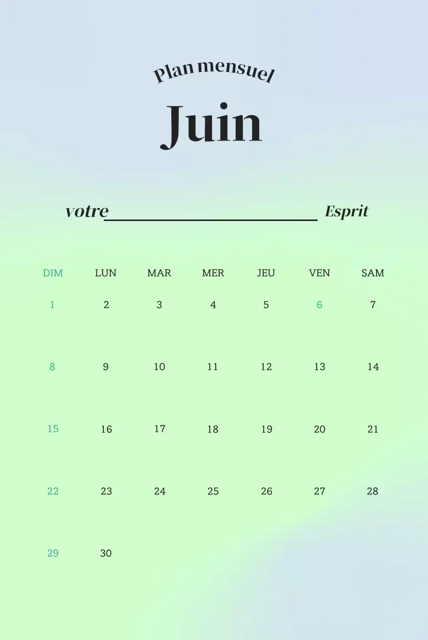 Calendrier minimaliste dégradé