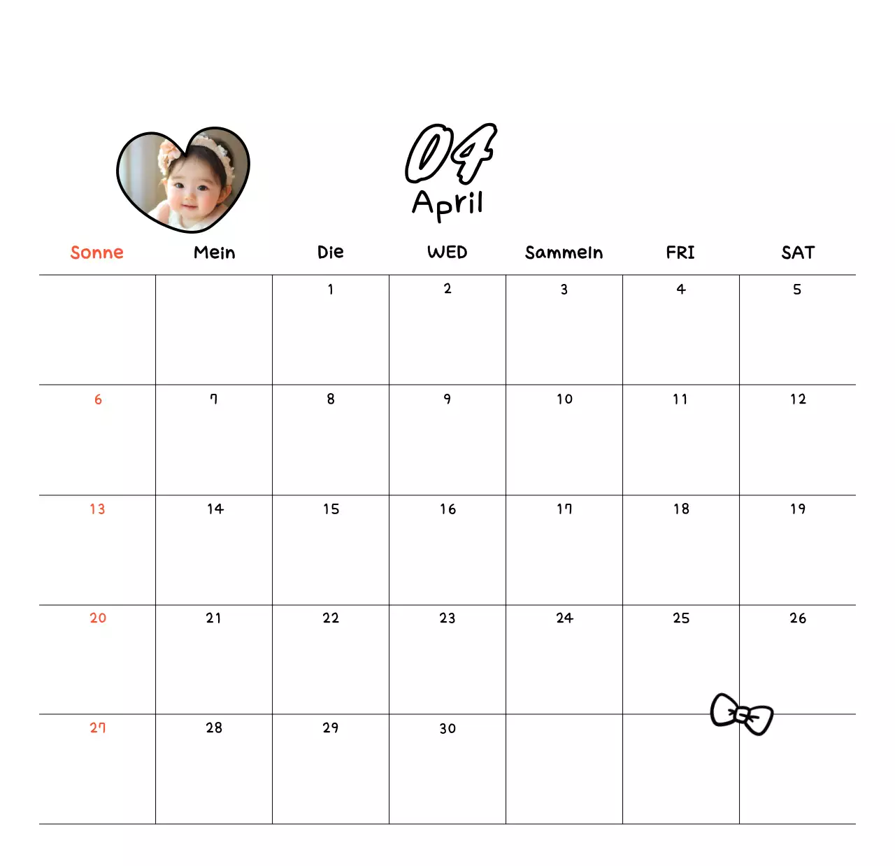 Weißer gemütlicher Neujahrskalender