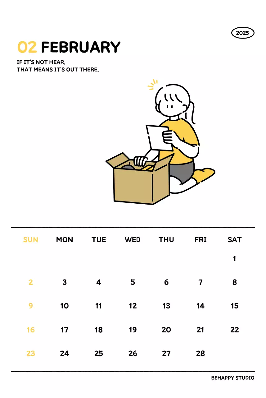 아기자기한 선 스타일의 일러스트 달력 캘린더