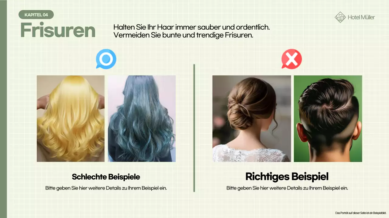 Schulung des Personals in khakifarbener, sauberer und gepflegter Kleidung