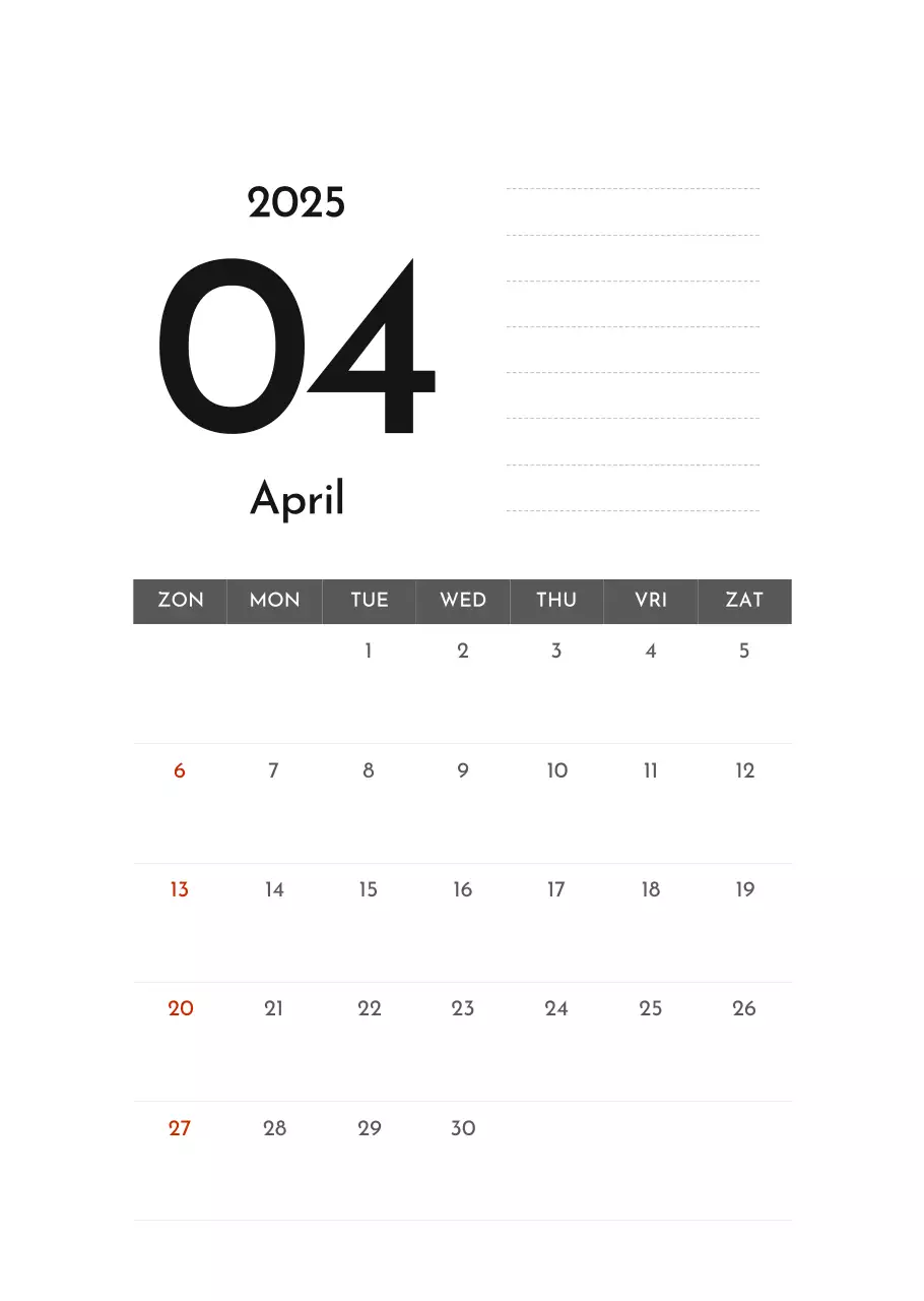 Grijze eenvoudige bedrijfskalender