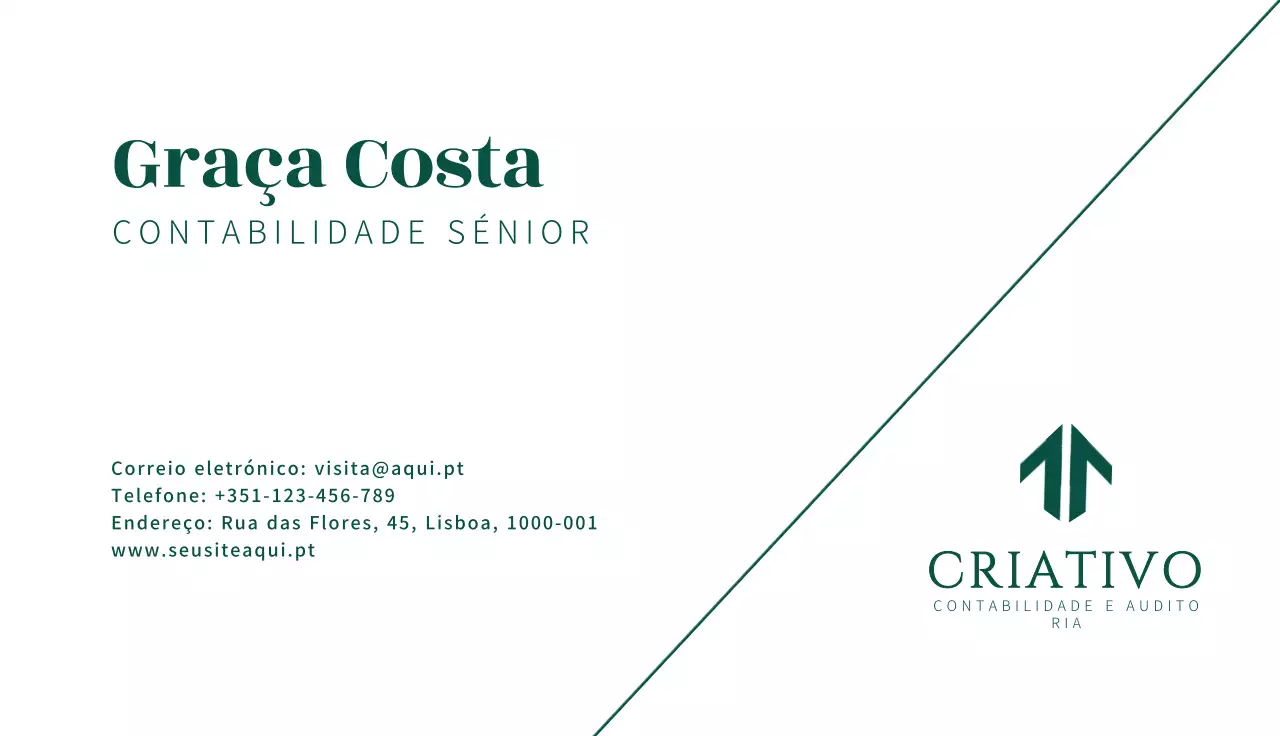 cartão de visita minimalista verde