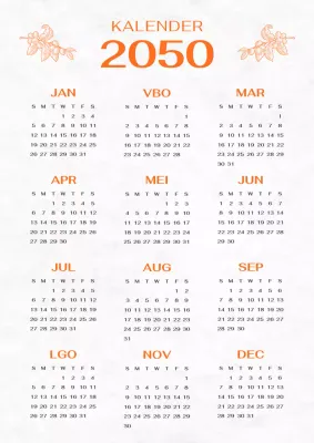 Vintage evenementenkalender in oranje en grijs