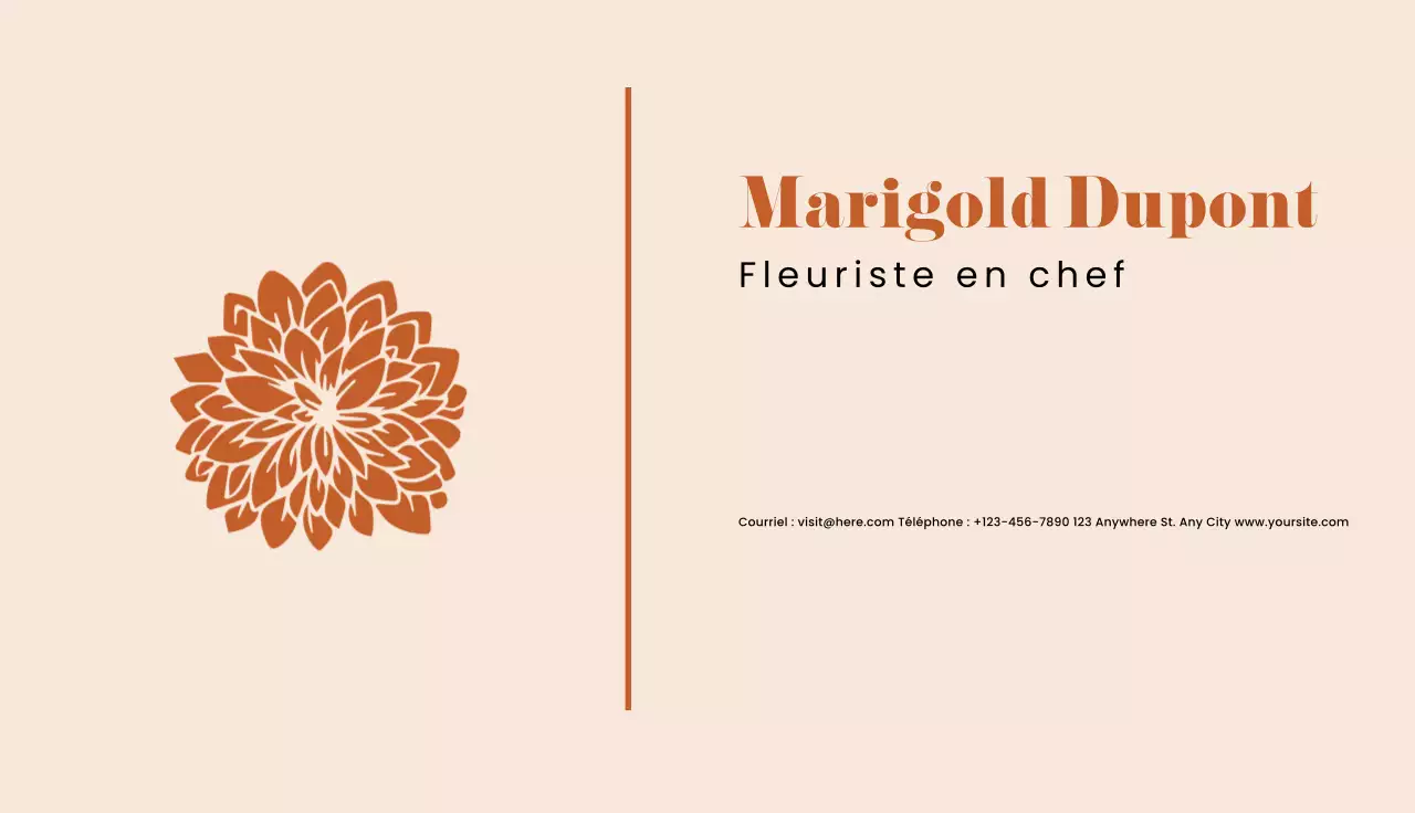 carte de visite beige élégante et florale