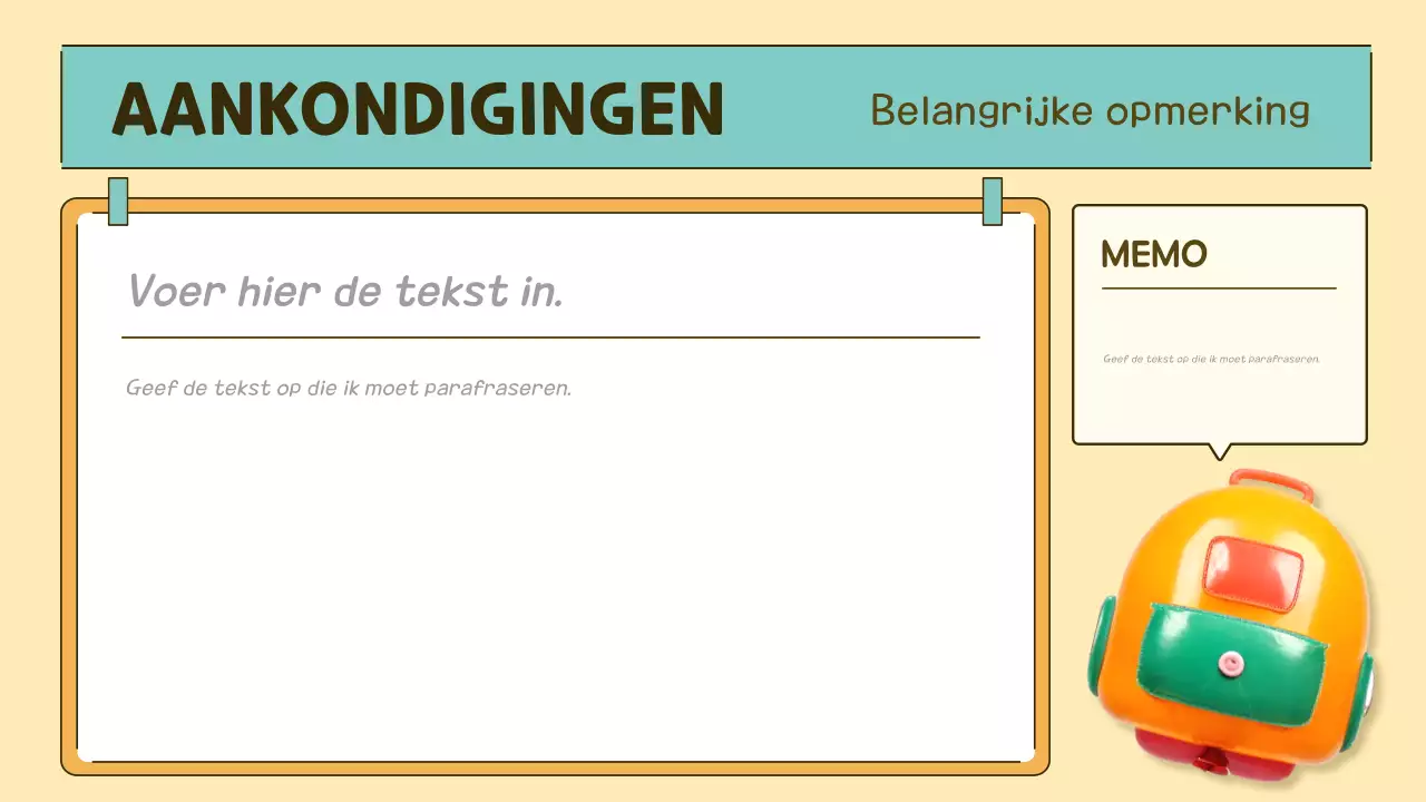 oranje en groene pop klas agenda planner