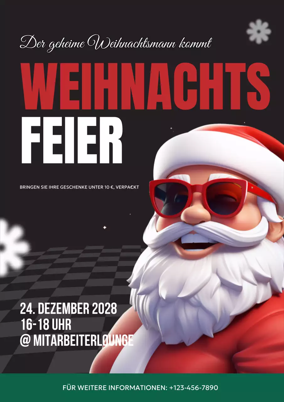 rote Retro-Weihnachtseinladung