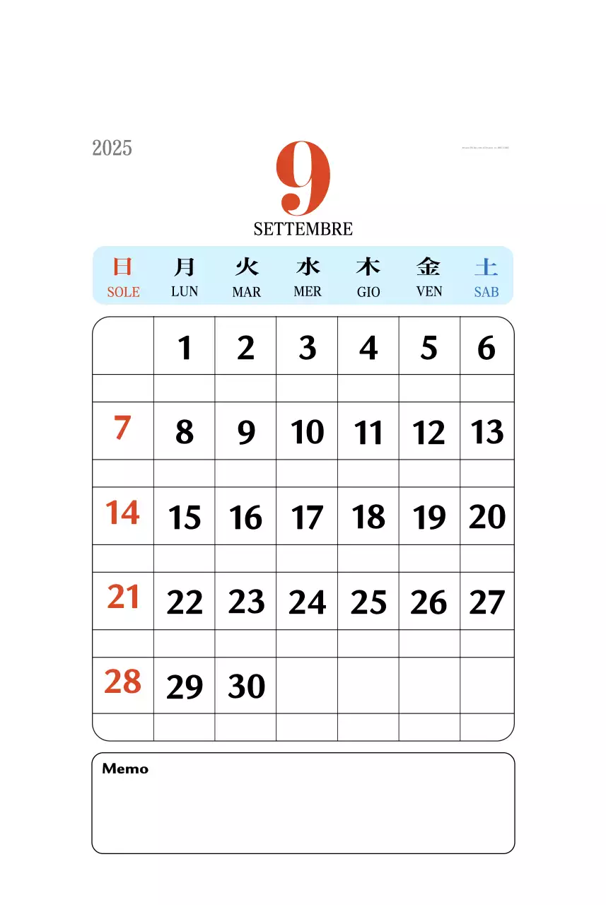 Calendario della memoria di concezione retrò in rosso