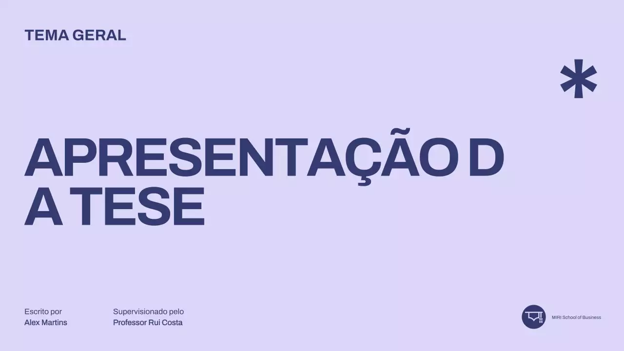 apresentação de tese minimalista púrpura