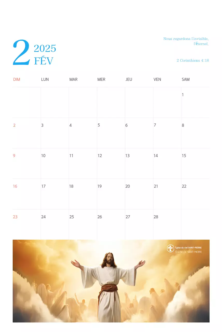 Calendrier d'église moderne bleu