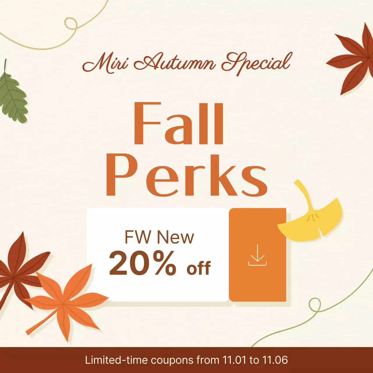 Bài đăng trên mạng xã hội khuyến mãi mùa thu thanh lịch màu cam